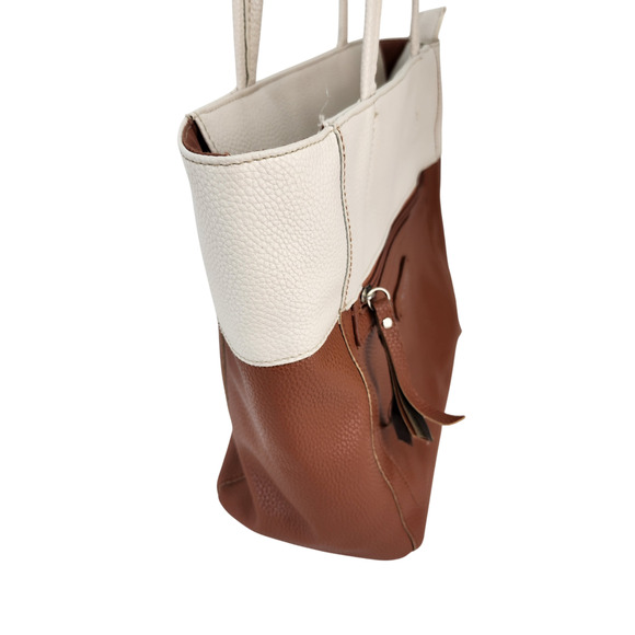 Stone Mountain Leather Purse 11x11x4 Nutmeg Brown White Pebbled Shoulder Bag - Picture 6 of 16